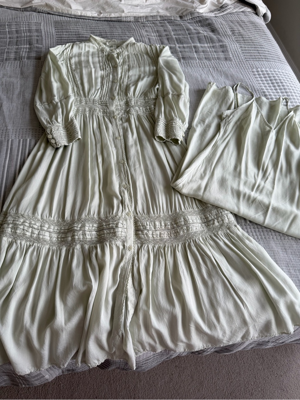 Wilfred Cream Lace-Trim Button-Front Nightdress with Slip